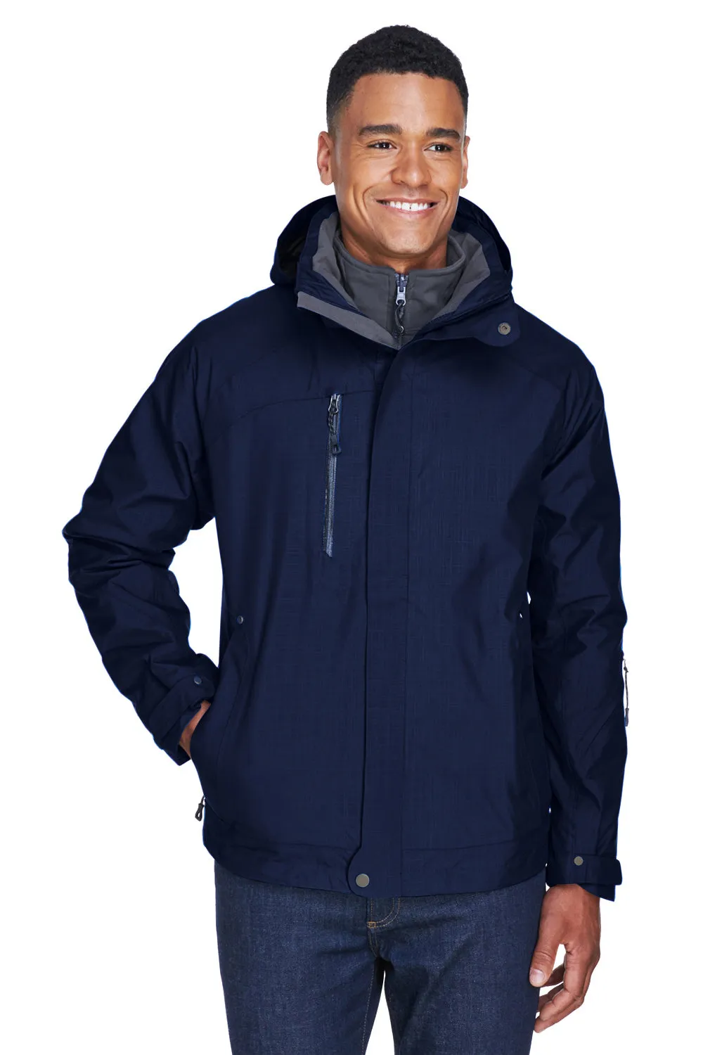North End Mens Caprice 3-in-1 Waterproof Full Zip Hooded Jacket - Classic Navy Blue