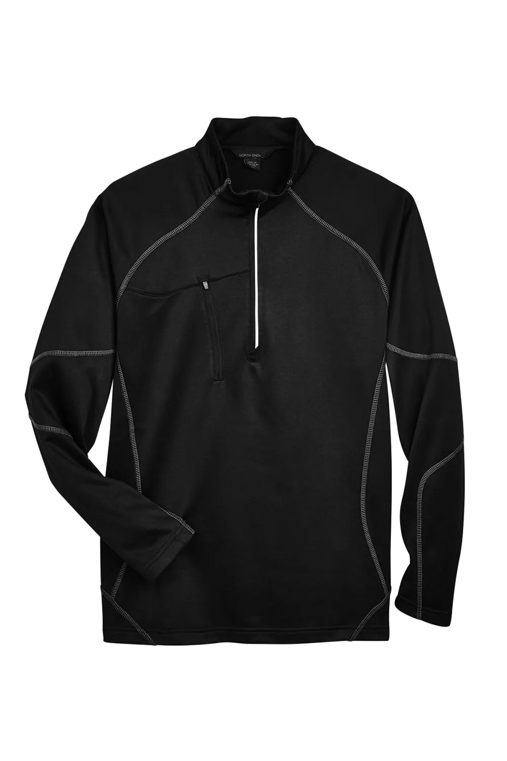 North End Mens Catalyst Performance Moisture Wicking 1/4 Zip Fleece Jacket - Black