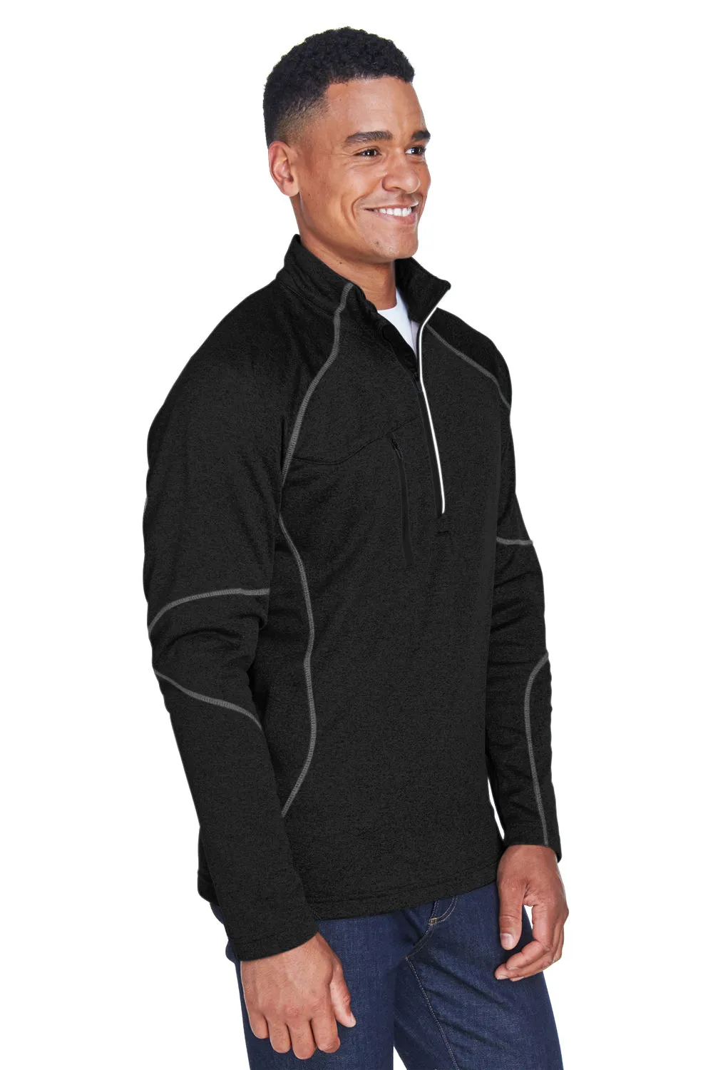 North End Mens Catalyst Performance Moisture Wicking 1/4 Zip Fleece Jacket - Black