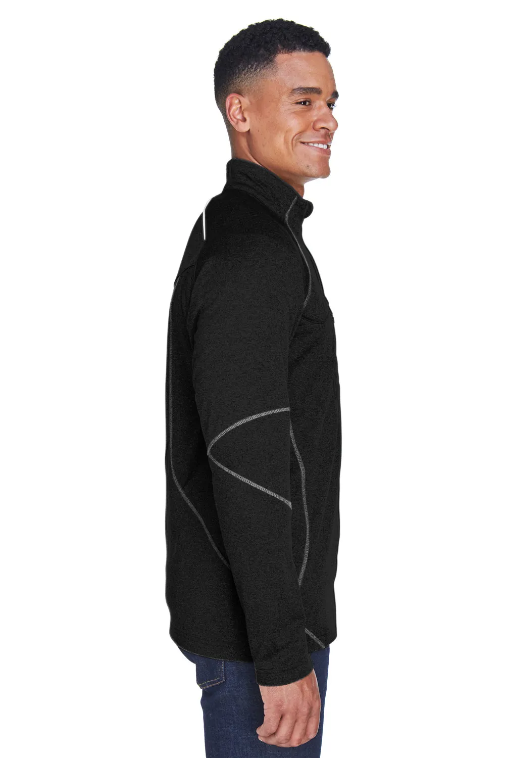 North End Mens Catalyst Performance Moisture Wicking 1/4 Zip Fleece Jacket - Black