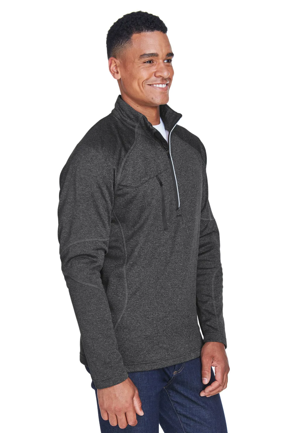 North End Mens Catalyst Performance Moisture Wicking 1/4 Zip Fleece Jacket - Heather Carbon Grey