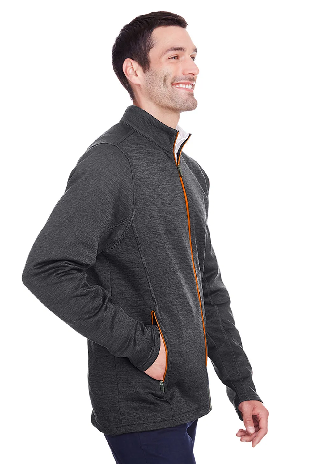 North End Mens Flux 2.0 Fleece Water Resistant Full Zip Jacket - Heather Black/Orange Soda