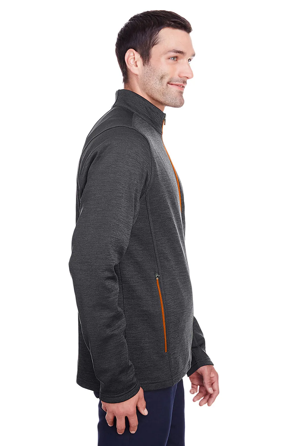 North End Mens Flux 2.0 Fleece Water Resistant Full Zip Jacket - Heather Black/Orange Soda