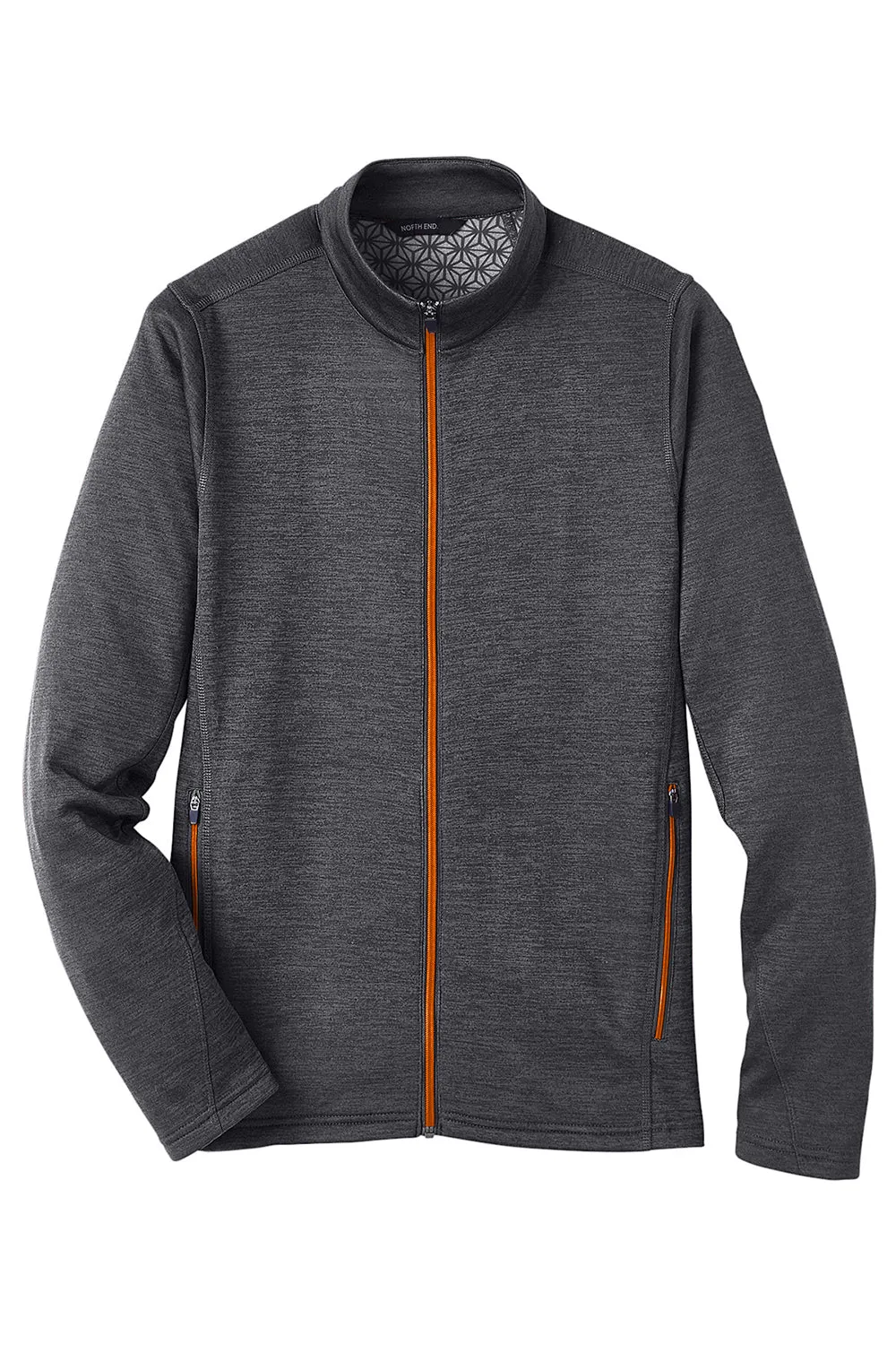 North End Mens Flux 2.0 Fleece Water Resistant Full Zip Jacket - Heather Black/Orange Soda