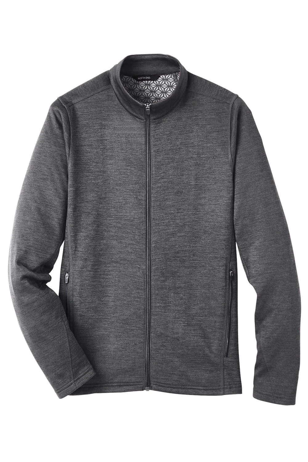 North End Mens Flux 2.0 Fleece Water Resistant Full Zip Jacket - Heather Carbon Grey/Black