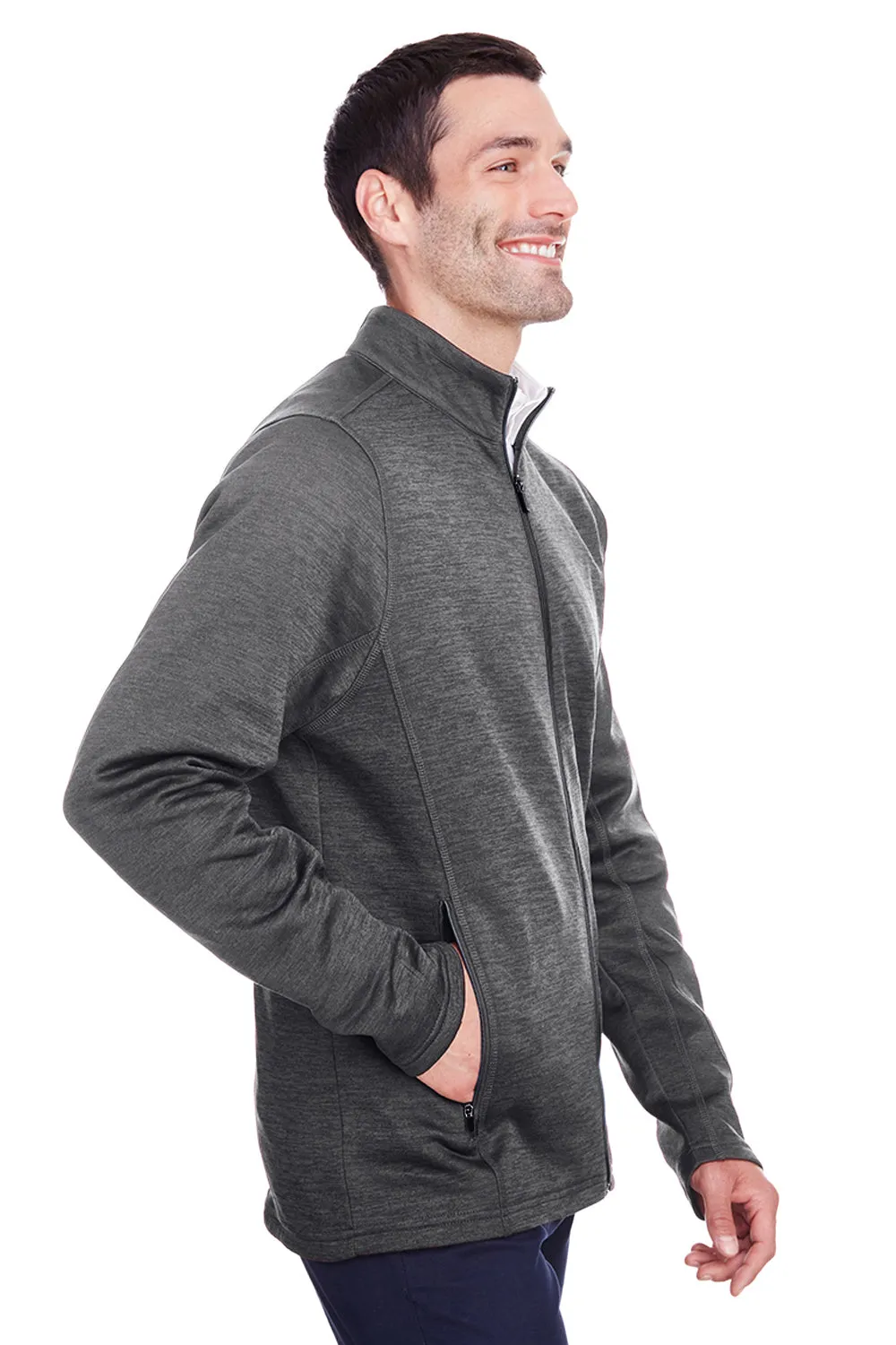 North End Mens Flux 2.0 Fleece Water Resistant Full Zip Jacket - Heather Carbon Grey/Black