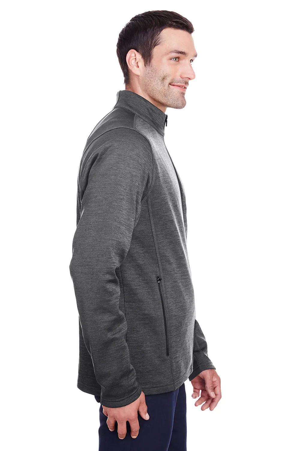 North End Mens Flux 2.0 Fleece Water Resistant Full Zip Jacket - Heather Carbon Grey/Black