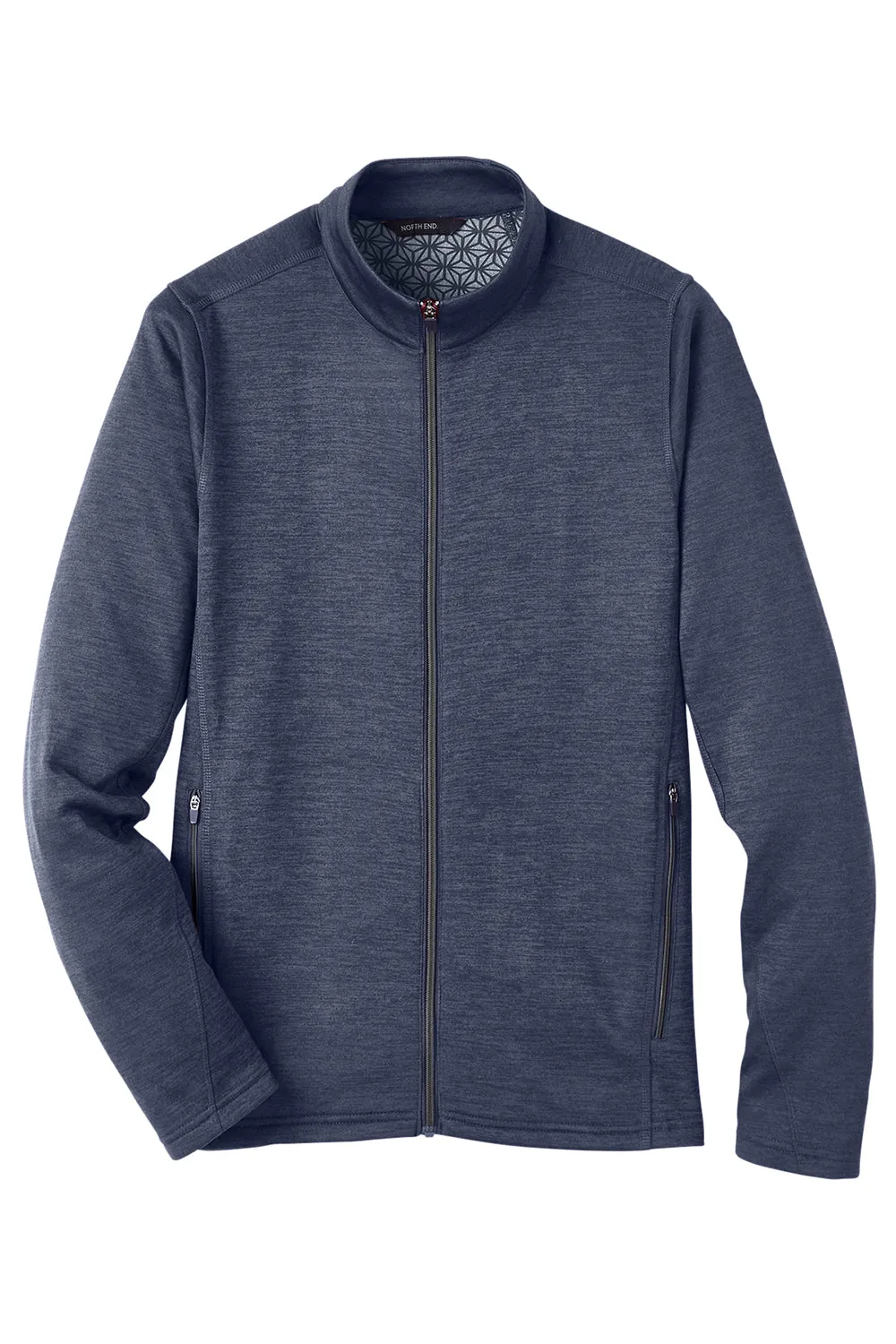 North End Mens Flux 2.0 Fleece Water Resistant Full Zip Jacket - Heather Classic Navy Blue/Carbon Grey