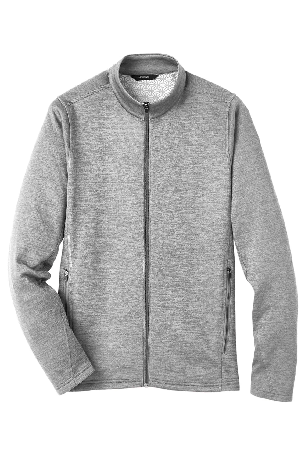 North End Mens Flux 2.0 Fleece Water Resistant Full Zip Jacket - Heather Light Grey/Carbon Grey