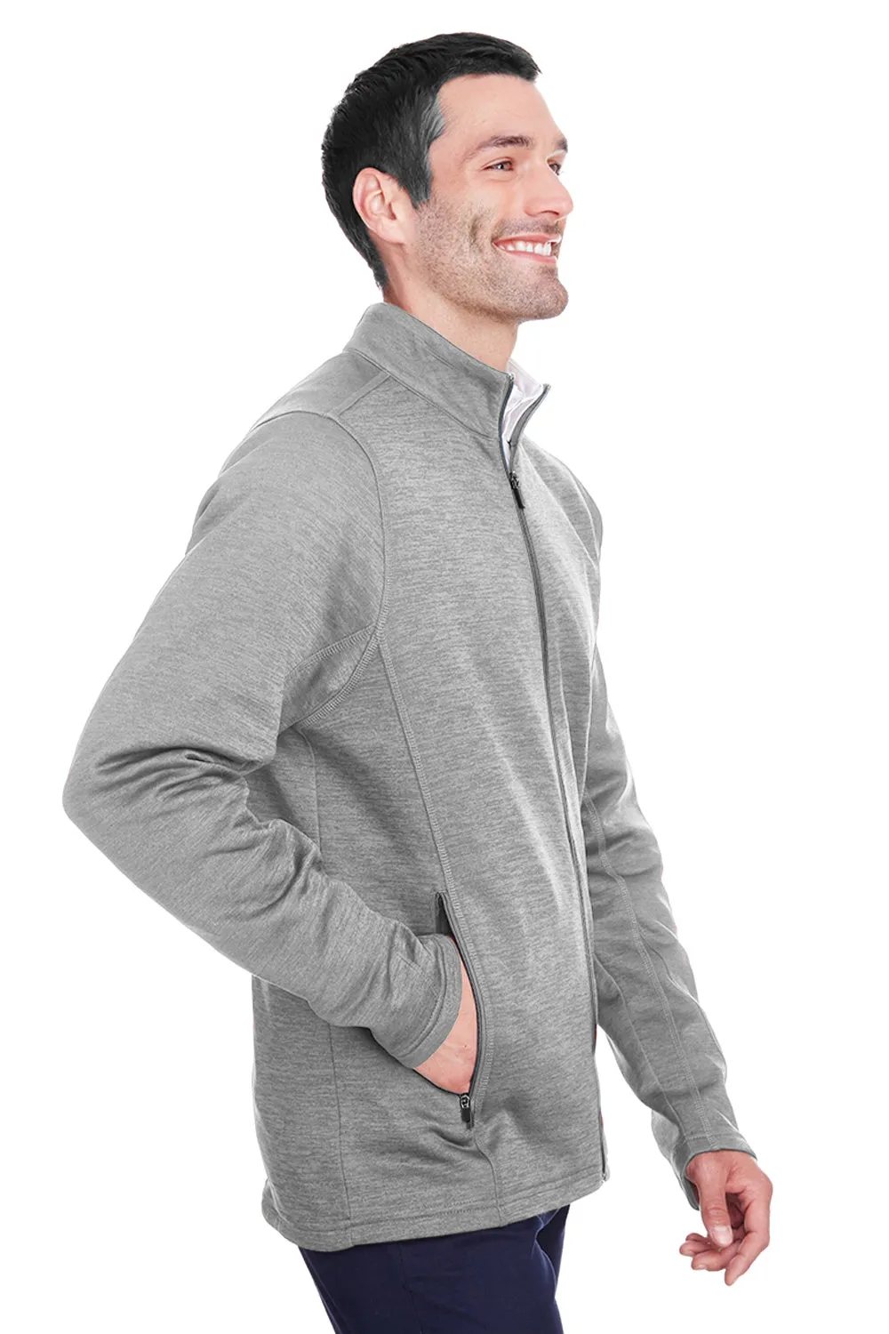North End Mens Flux 2.0 Fleece Water Resistant Full Zip Jacket - Heather Light Grey/Carbon Grey