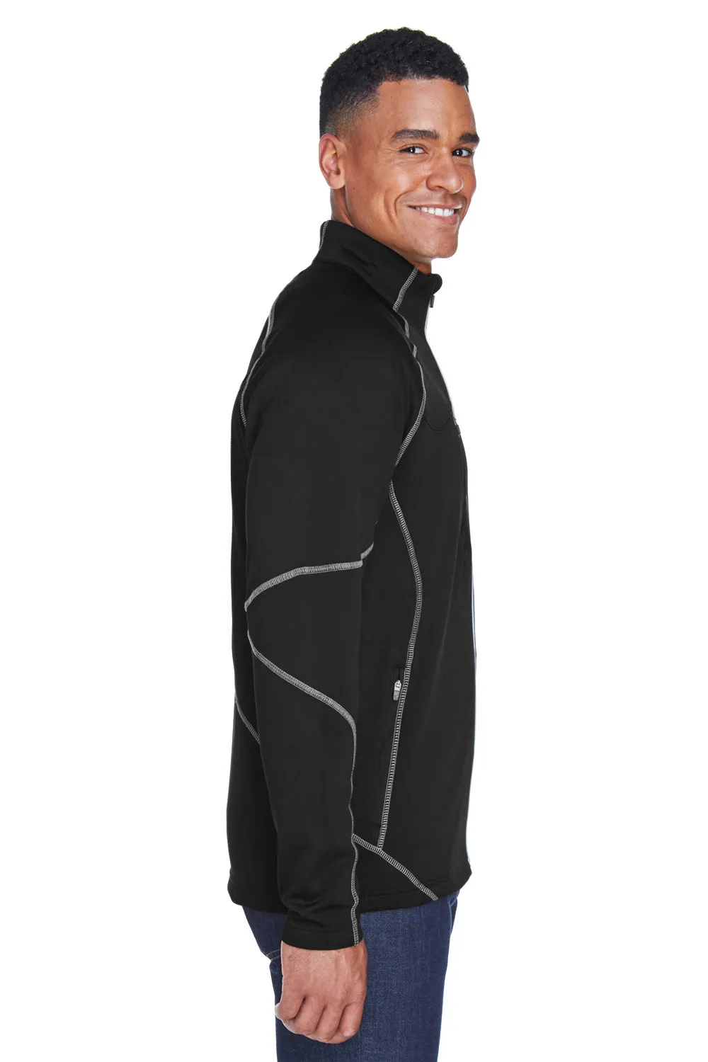 North End Mens Gravity Performance Moisture Wicking Full Zip Fleece Jacket - Black