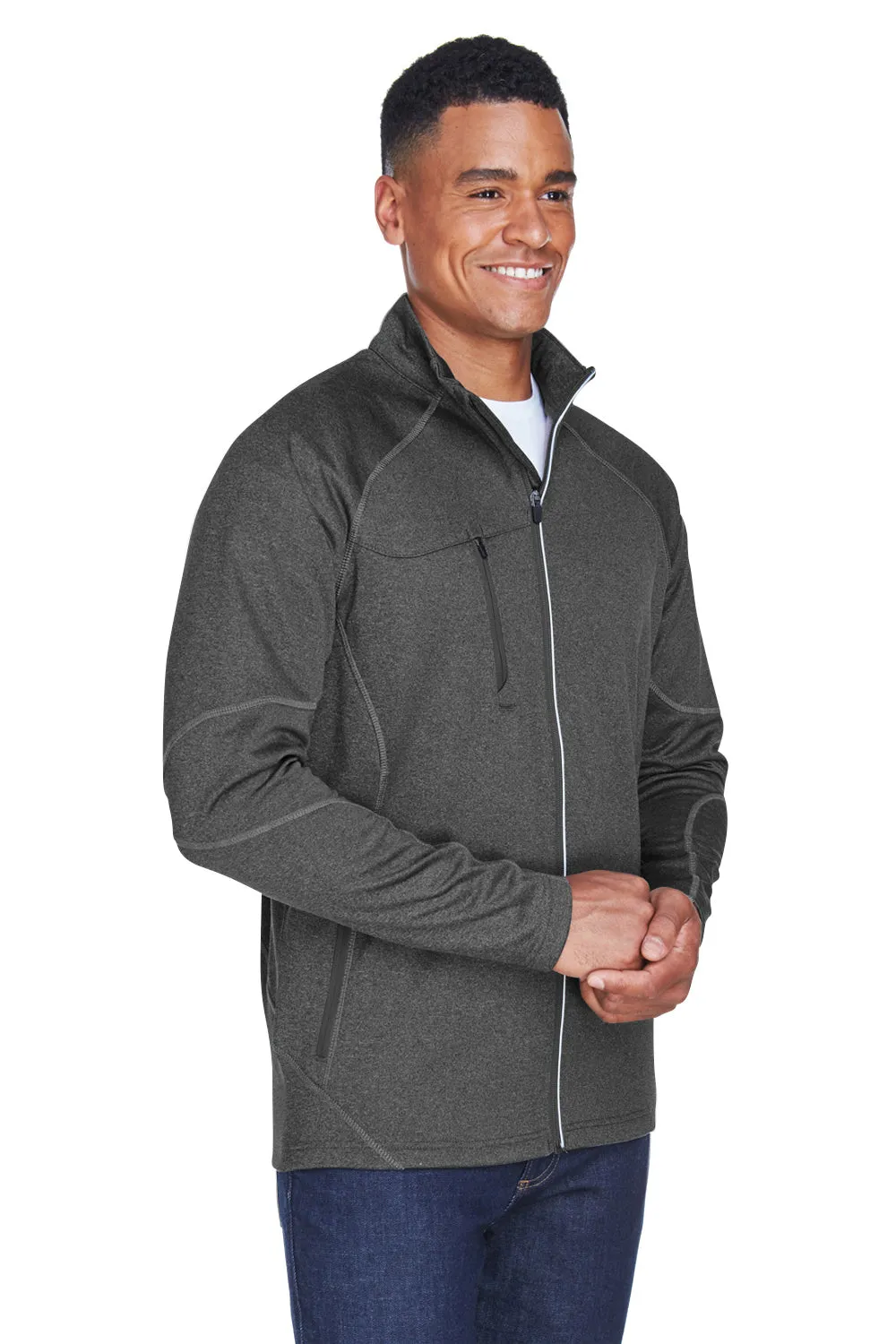 North End Mens Gravity Performance Moisture Wicking Full Zip Fleece Jacket - Heather Carbon Grey