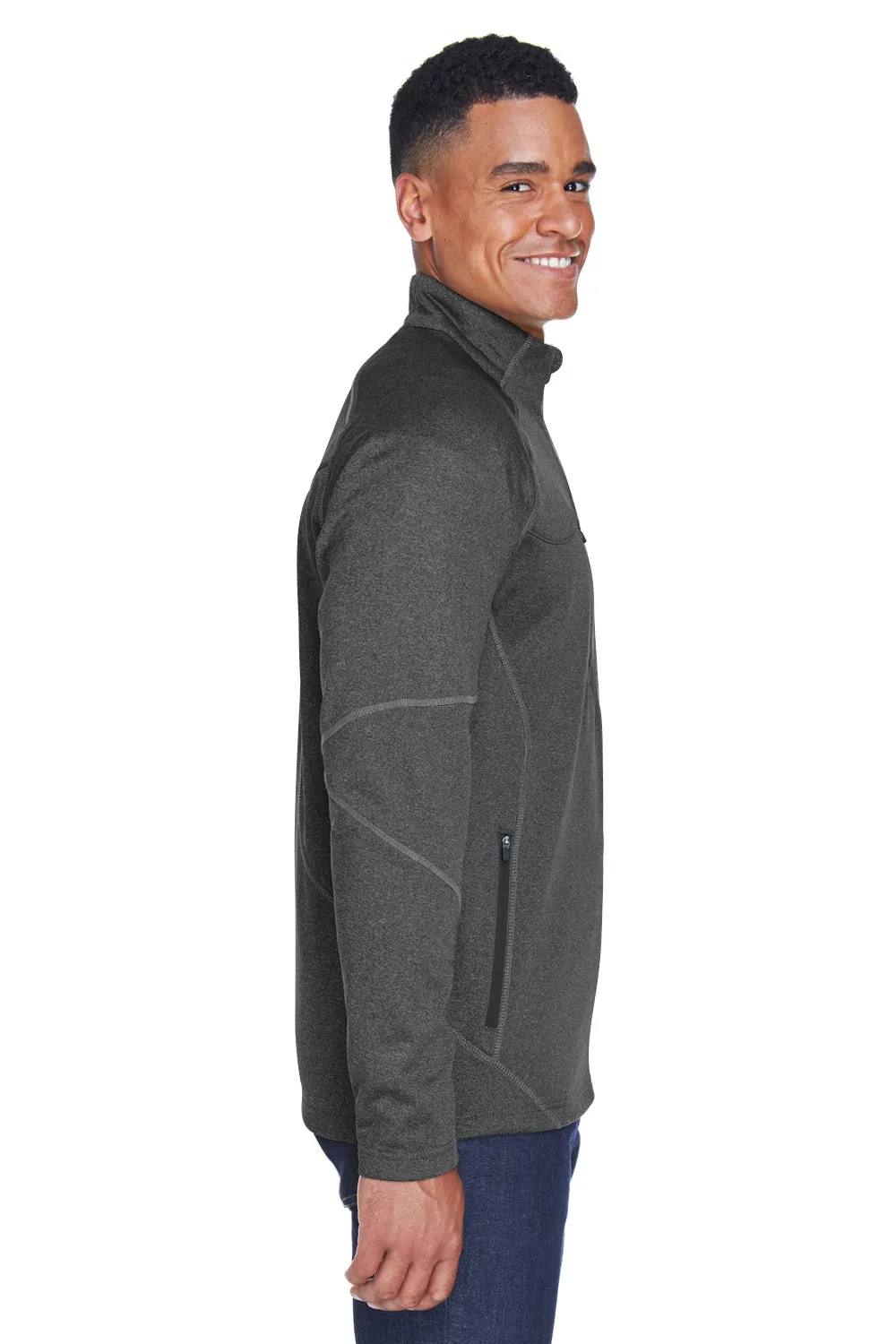 North End Mens Gravity Performance Moisture Wicking Full Zip Fleece Jacket - Heather Carbon Grey