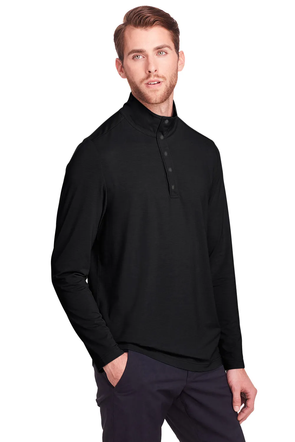 North End Mens Jaq Performance Moisture Wicking Long Sleeve Polo Shirt - Black