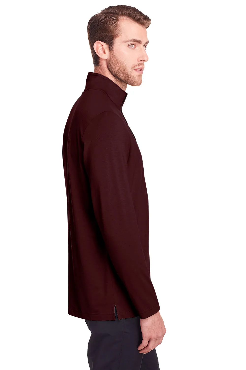 North End Mens Jaq Performance Moisture Wicking Long Sleeve Polo Shirt - Burgundy