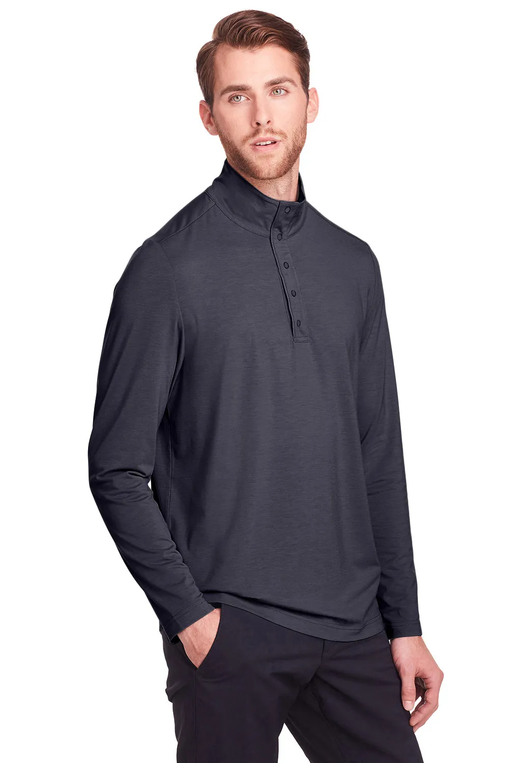 North End Mens Jaq Performance Moisture Wicking Long Sleeve Polo Shirt - Carbon Grey