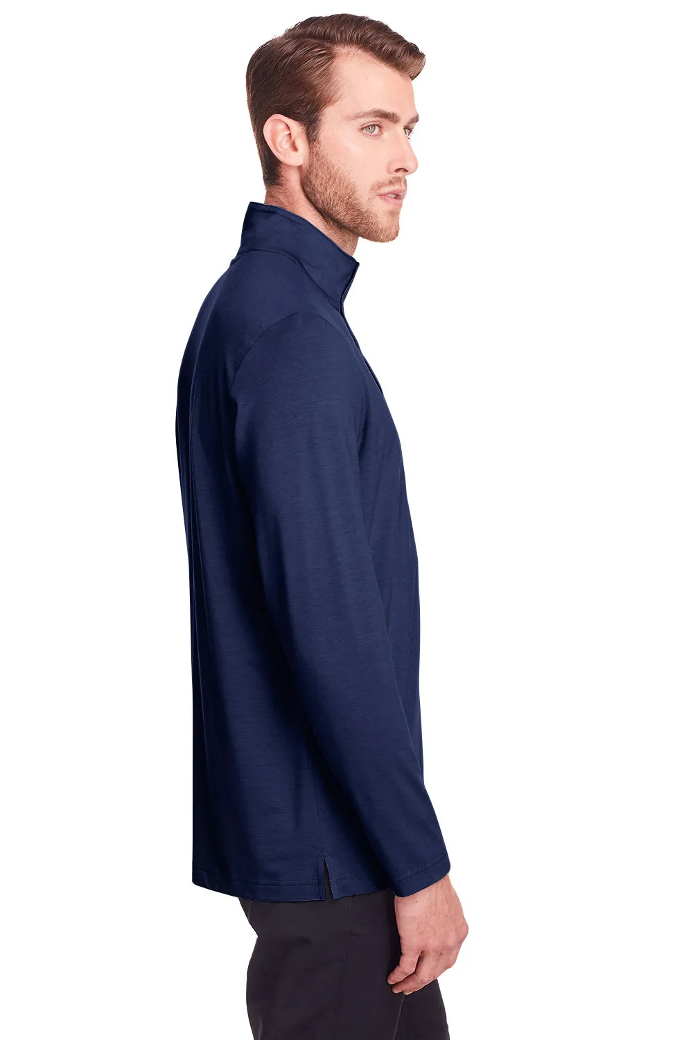 North End Mens Jaq Performance Moisture Wicking Long Sleeve Polo Shirt - Classic Navy Blue