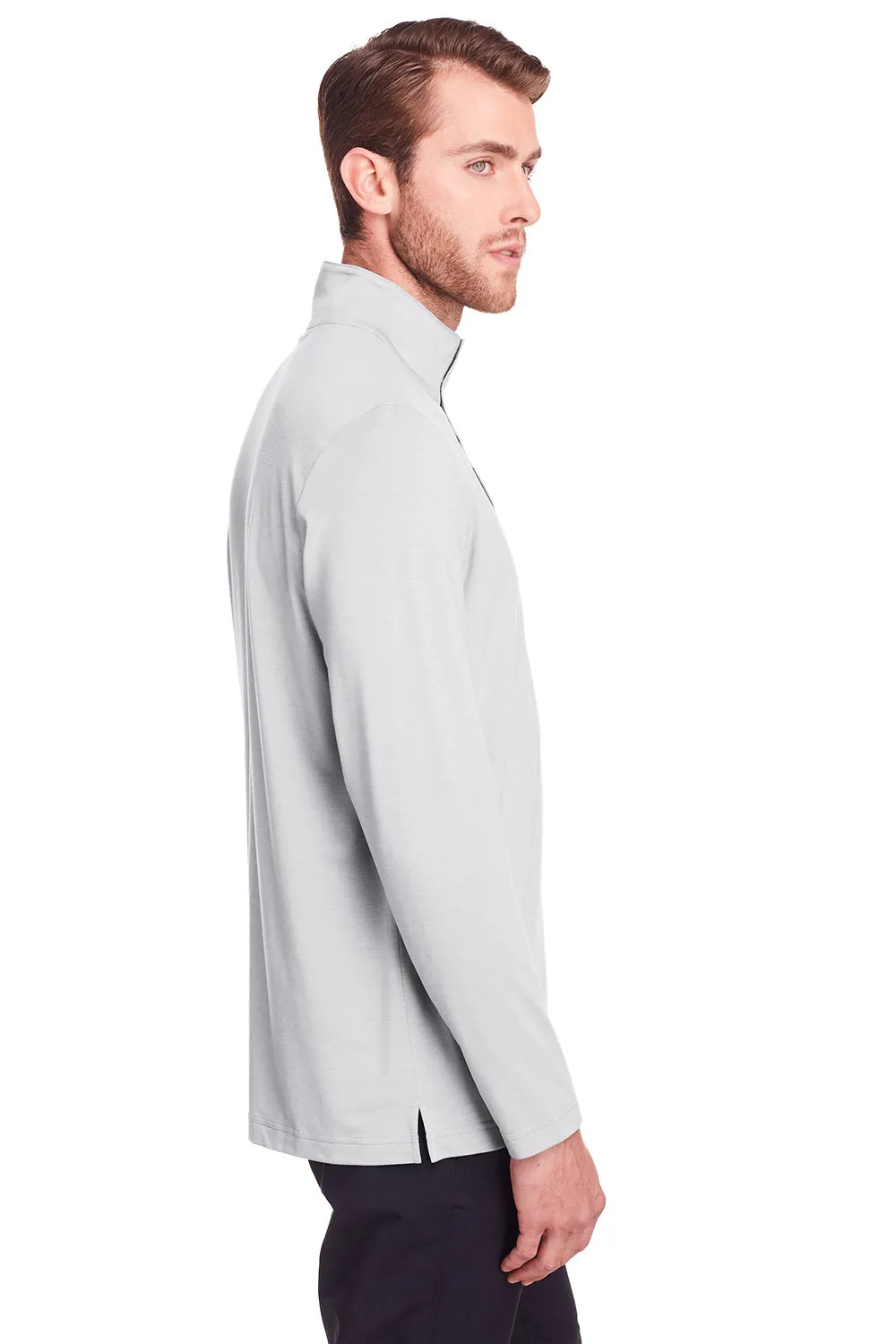 North End Mens Jaq Performance Moisture Wicking Long Sleeve Polo Shirt - Platinum Grey