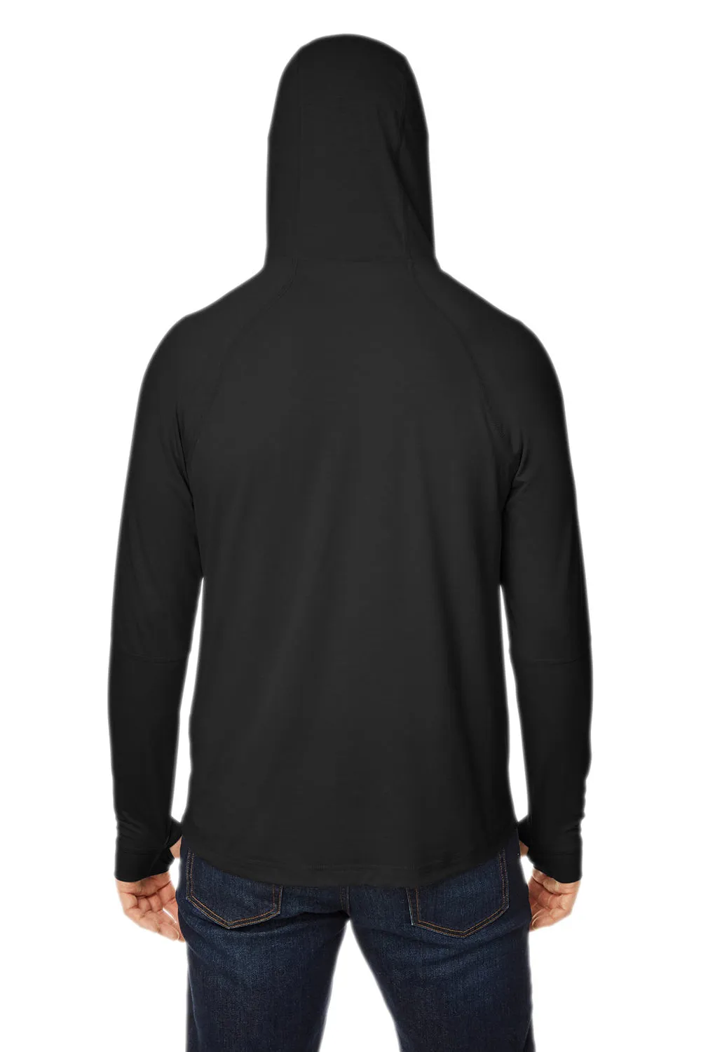 North End Mens Jaq Stretch Performance Moisture Wicking Long Sleeve Hooded T-Shirt Hoodie - Black