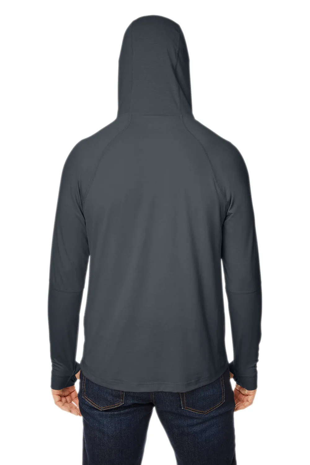 North End Mens Jaq Stretch Performance Moisture Wicking Long Sleeve Hooded T-Shirt Hoodie - Carbon Grey