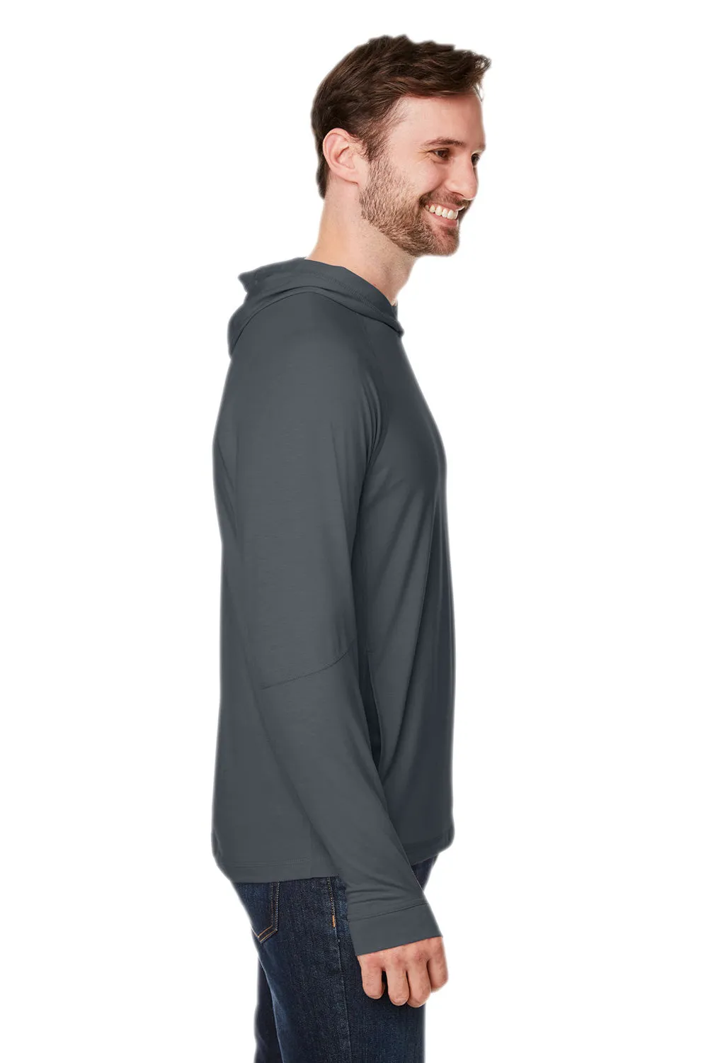 North End Mens Jaq Stretch Performance Moisture Wicking Long Sleeve Hooded T-Shirt Hoodie - Carbon Grey