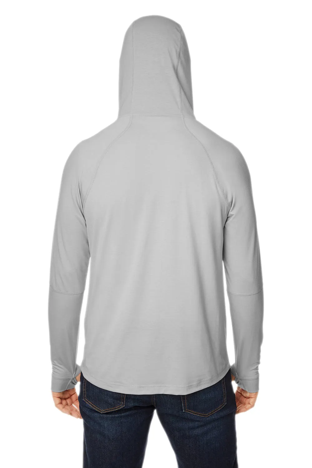 North End Mens Jaq Stretch Performance Moisture Wicking Long Sleeve Hooded T-Shirt Hoodie - Platinum Grey