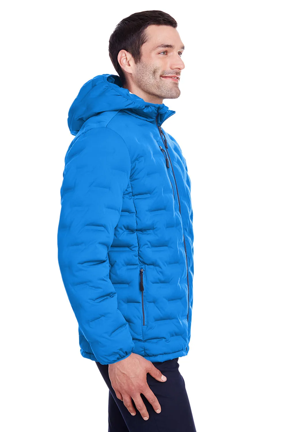 North End Mens Loft Waterproof Full Zip Hooded Puffer Jacket - Olympic Blue/Carbon Grey - Closeout