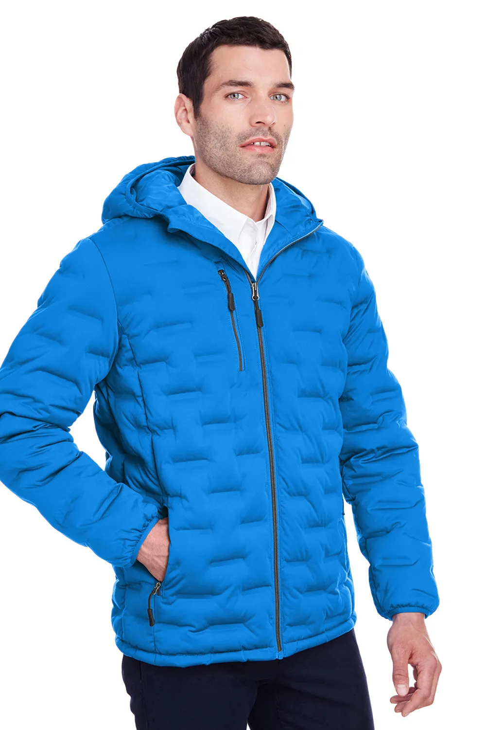 North End Mens Loft Waterproof Full Zip Hooded Puffer Jacket - Olympic Blue/Carbon Grey - Closeout
