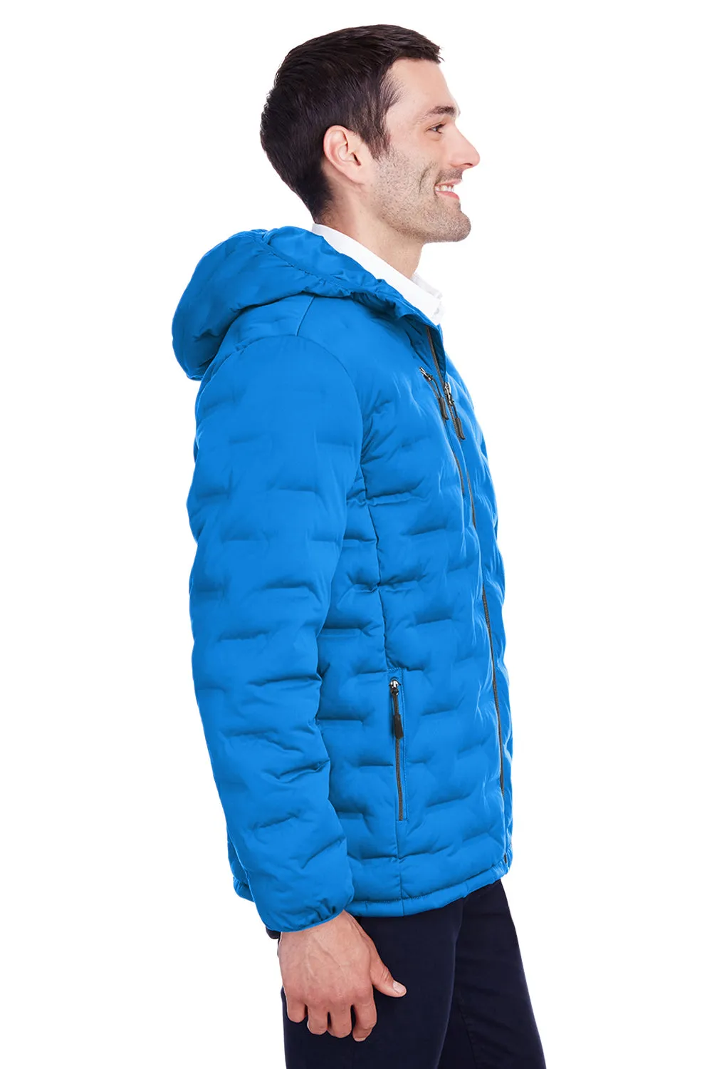 North End Mens Loft Waterproof Full Zip Hooded Puffer Jacket - Olympic Blue/Carbon Grey - Closeout