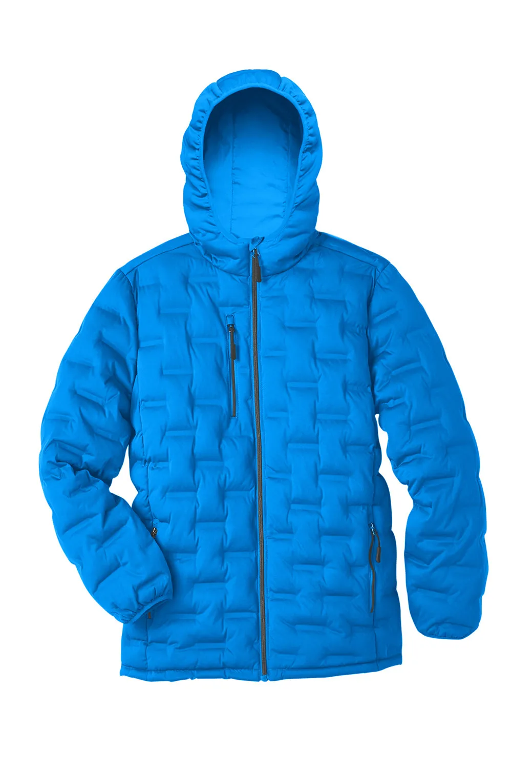 North End Mens Loft Waterproof Full Zip Hooded Puffer Jacket - Olympic Blue/Carbon Grey - Closeout