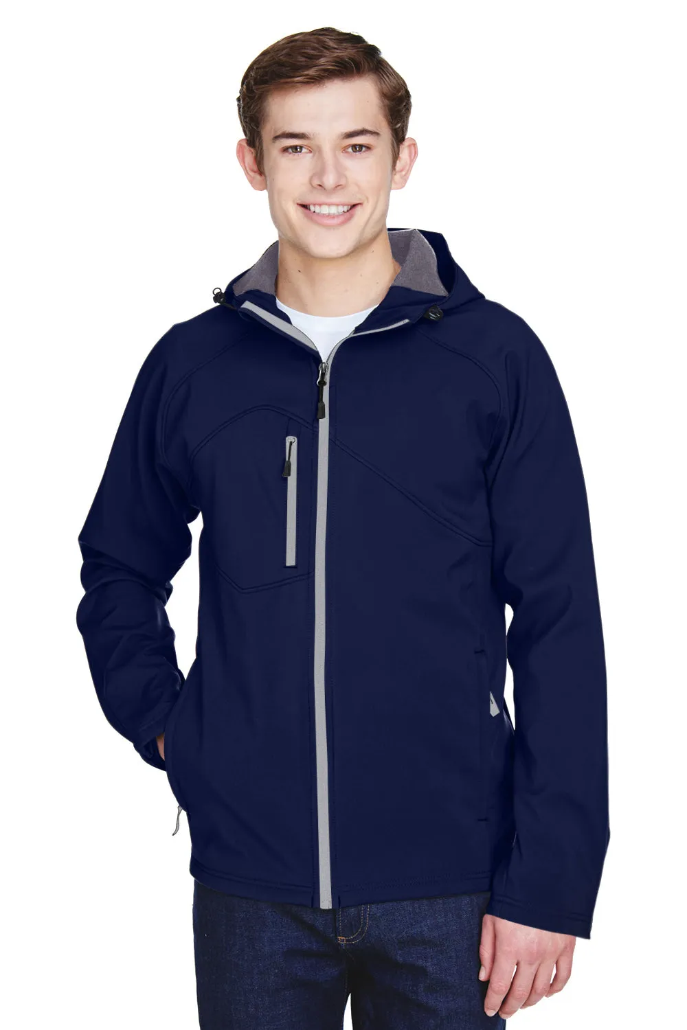 North End Mens Prospect Water Resistant Full Zip Hooded Jacket - Classic Navy Blue