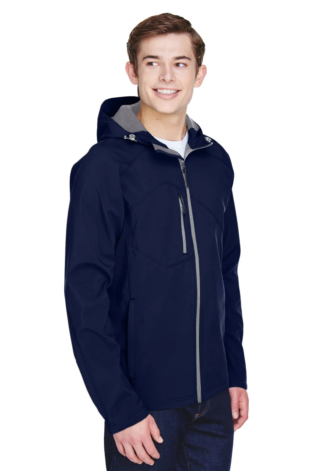 North End Mens Prospect Water Resistant Full Zip Hooded Jacket - Classic Navy Blue