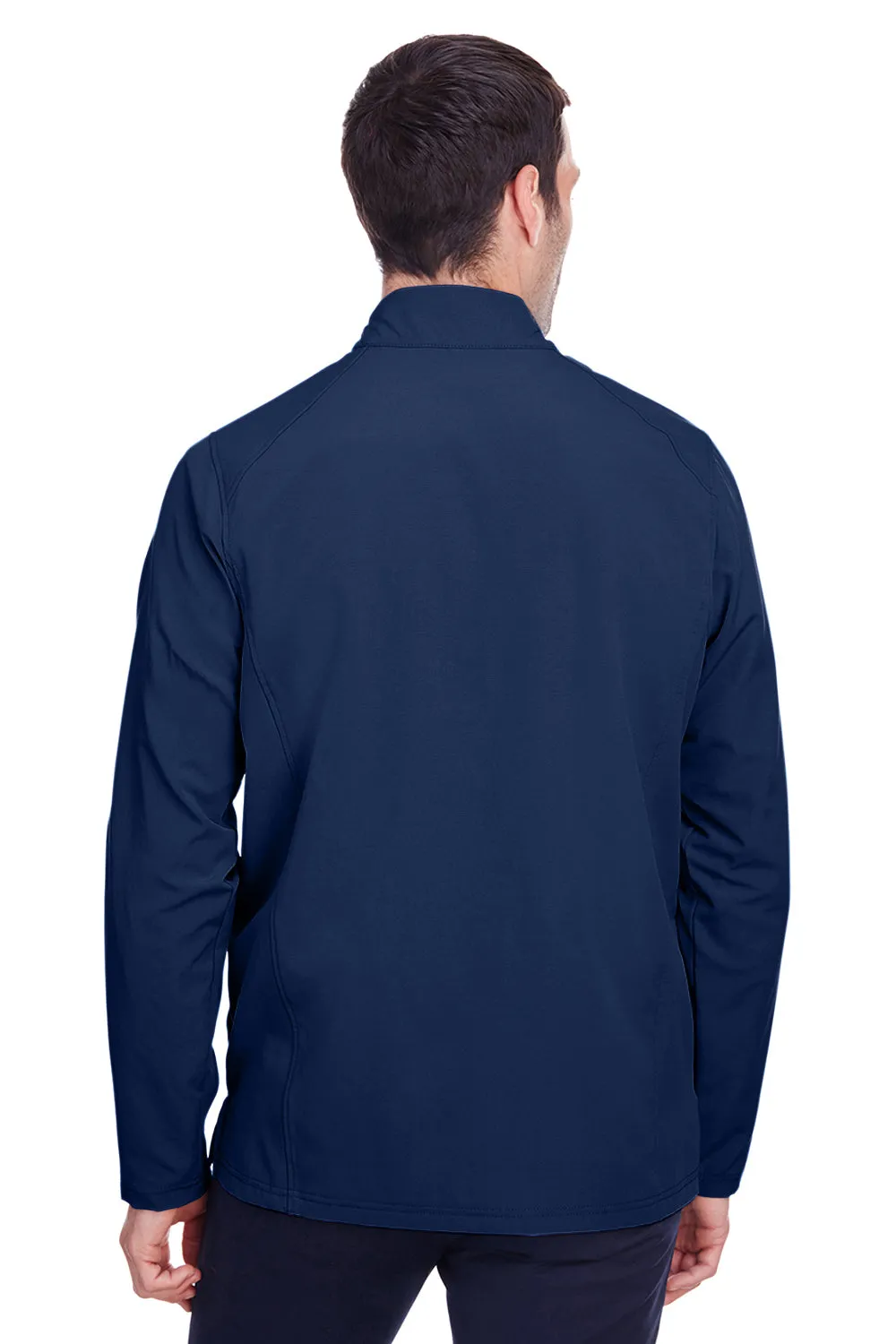 North End Mens Quest Performance Moisture Wicking 1/4 Zip Sweatshirt w/ Pockets - Classic Navy Blue/Carbon Grey - Closeout