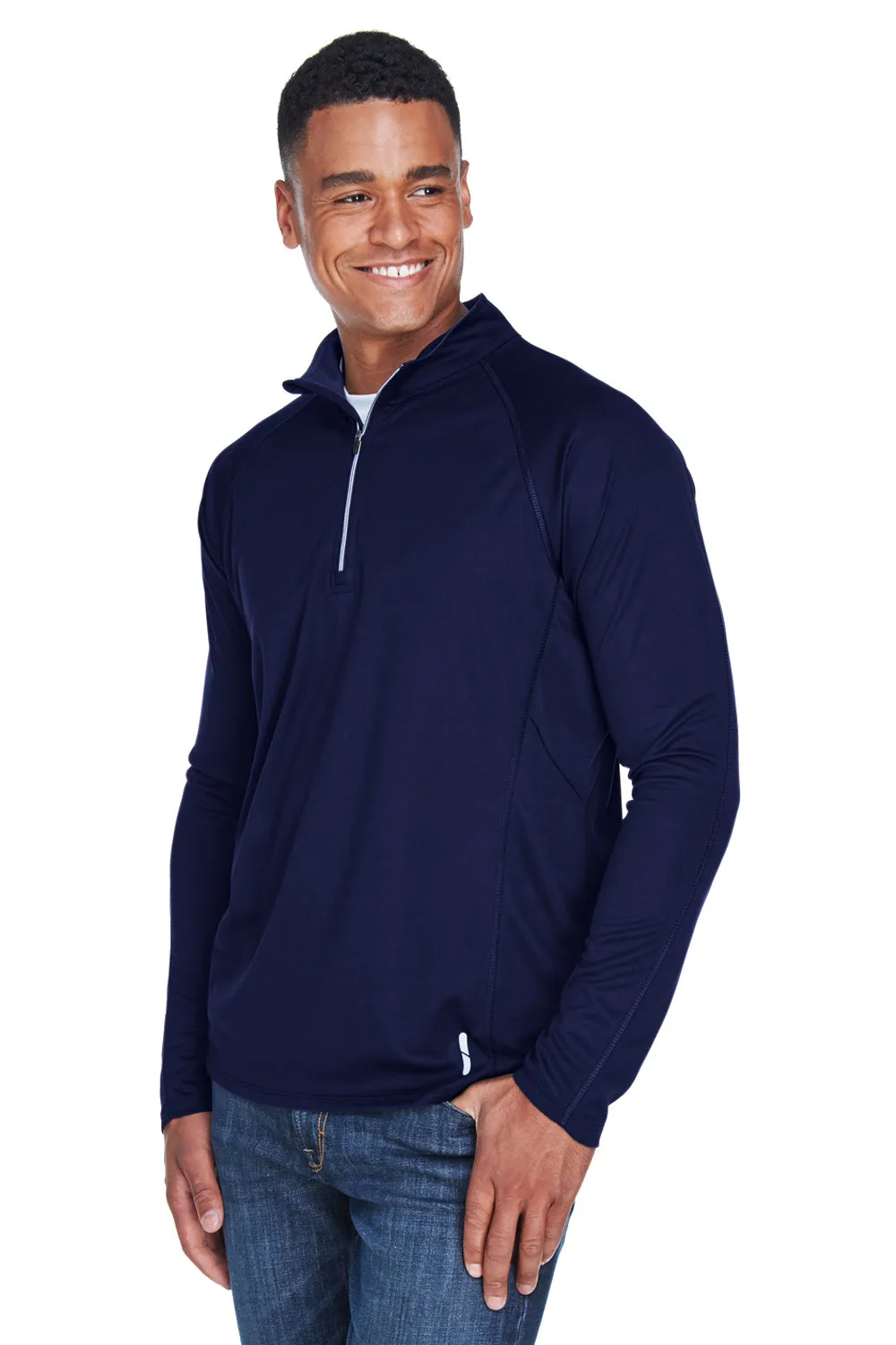 North End Mens Radar Performance Moisture Wicking 1/4 Zip Sweatshirt - Classic Navy Blue
