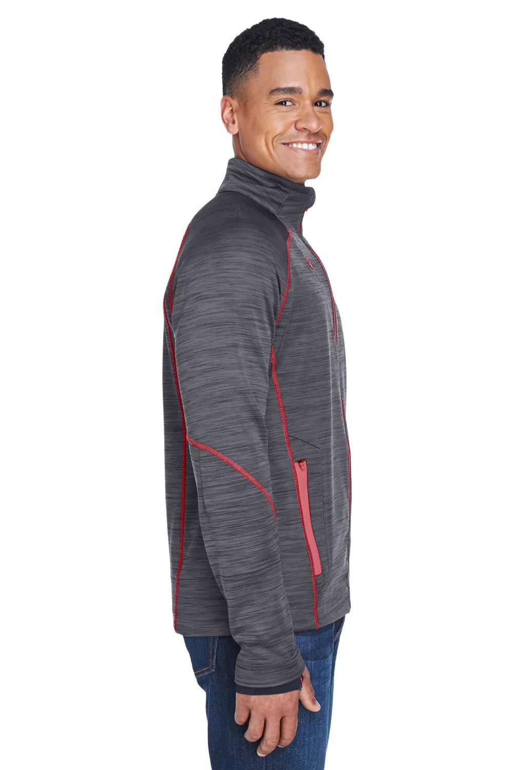 North End Mens Sport Red Flux Full Zip Jacket - Carbon Grey/Olympic Red