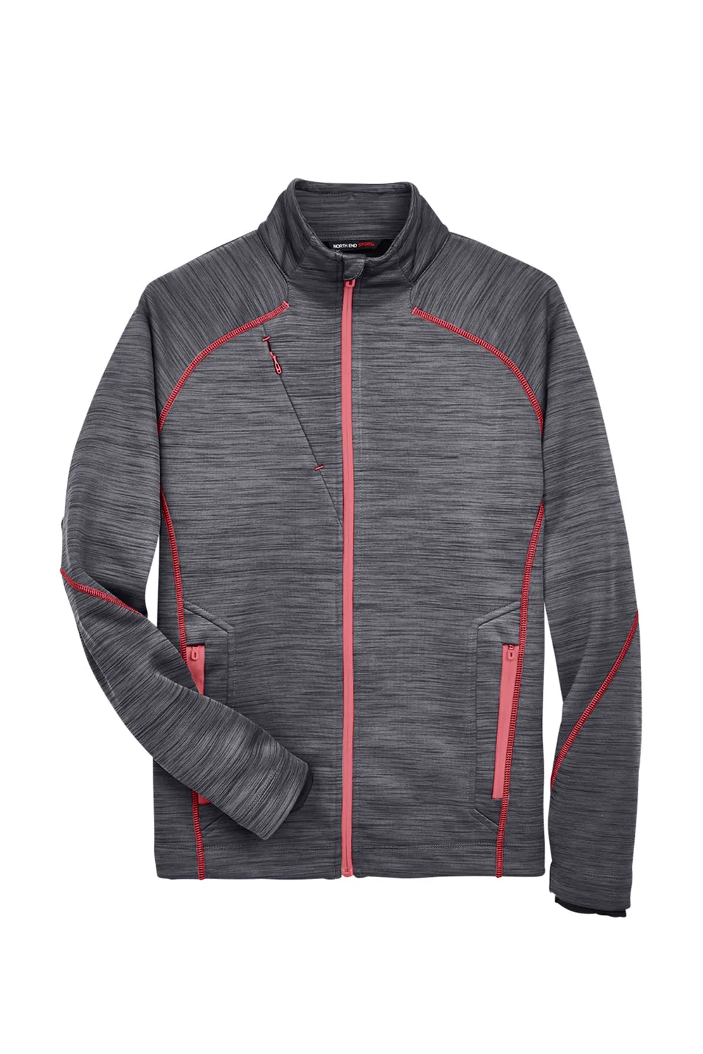 North End Mens Sport Red Flux Full Zip Jacket - Carbon Grey/Olympic Red