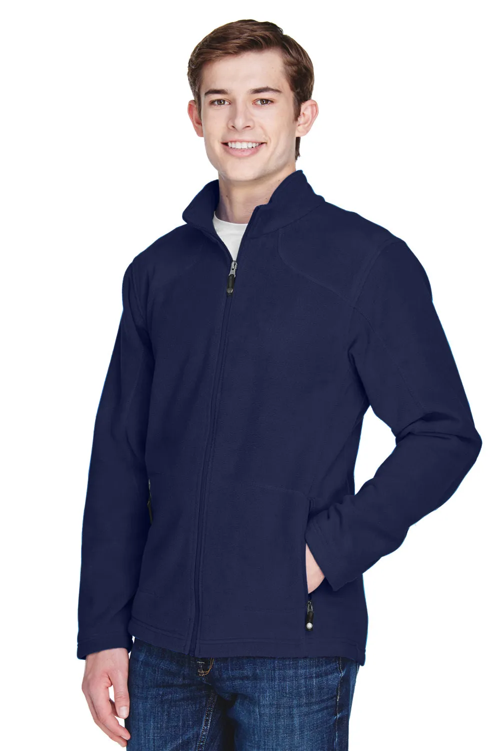 North End Mens Voyage Pill Resistant Fleece Full Zip Jacket - Classic Navy Blue - Closeout