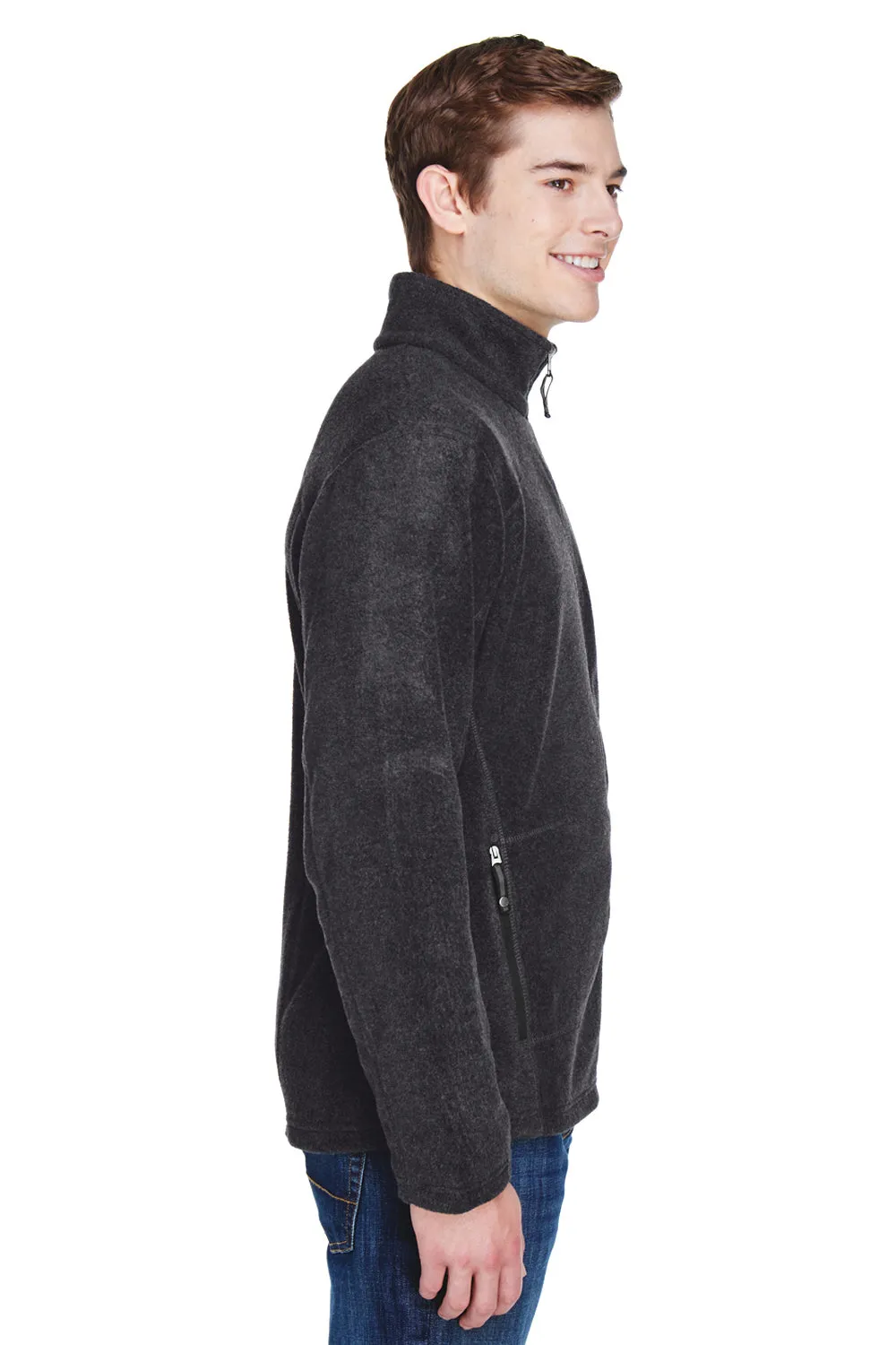 North End Mens Voyage Pill Resistant Fleece Full Zip Jacket - Heather Charcoal Grey - Closeout