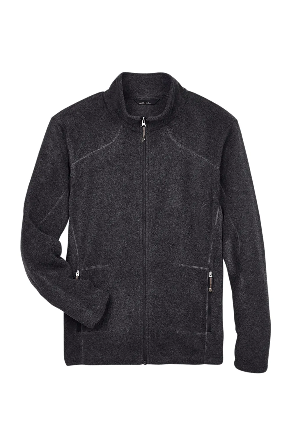 North End Mens Voyage Pill Resistant Fleece Full Zip Jacket - Heather Charcoal Grey - Closeout