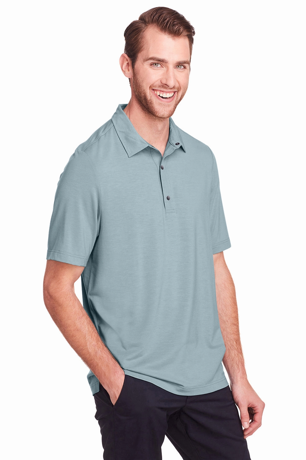 North End Mens Jaq Performance Moisture Wicking Short Sleeve Polo Shirt - Opal Blue