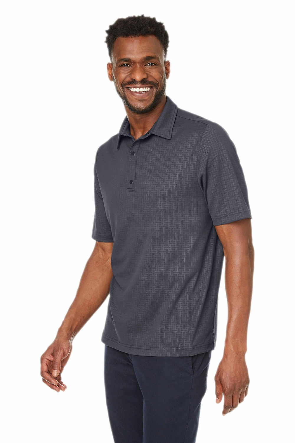 North End Mens Replay Recycled Moisture Wicking Short Sleeve Polo Shirt - Carbon Grey