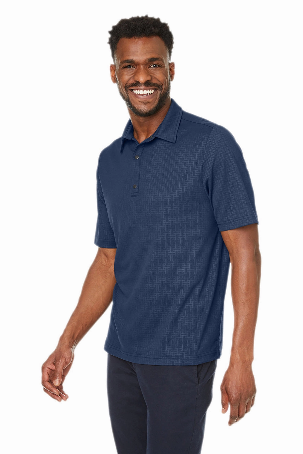North End Mens Replay Recycled Moisture Wicking Short Sleeve Polo Shirt - Classic Navy Blue