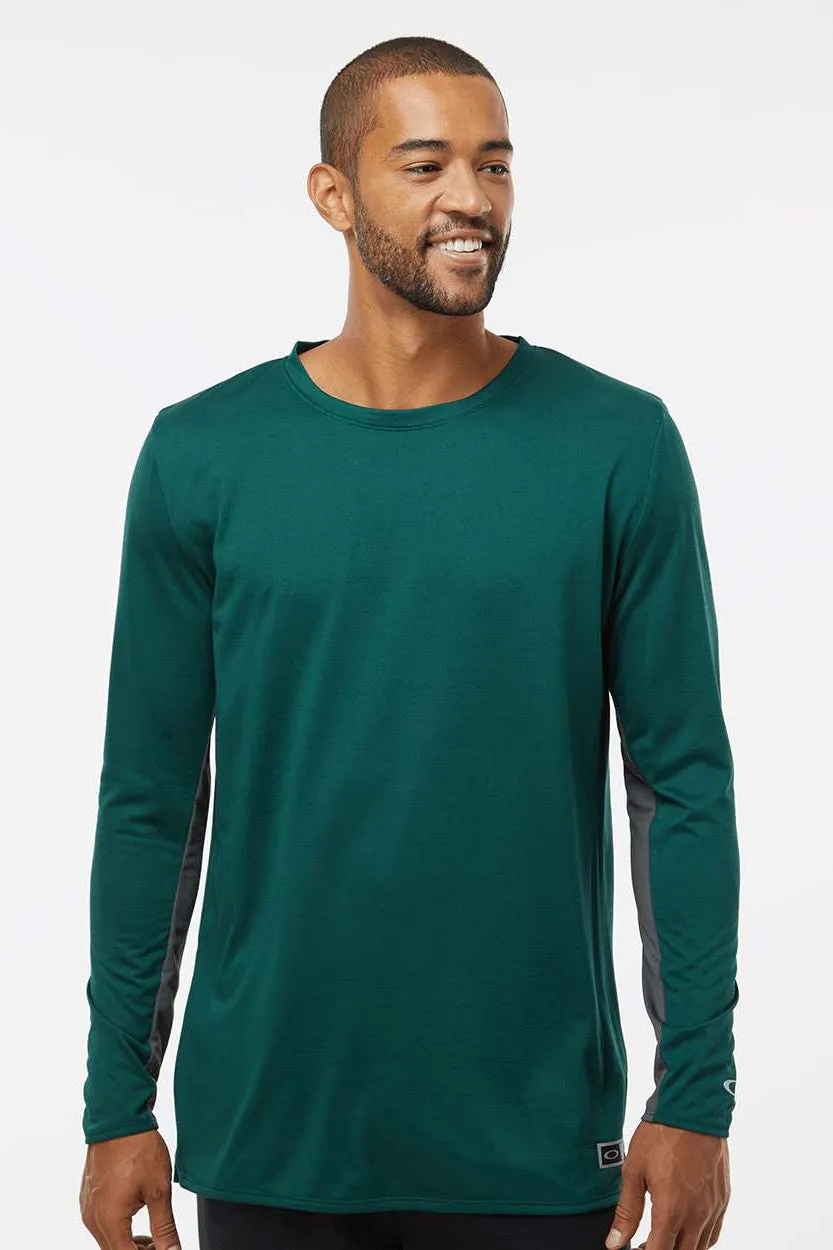 Oakley Mens Team Issue Hydrolix Long Sleeve Crewneck T-Shirt - Team Fir Green