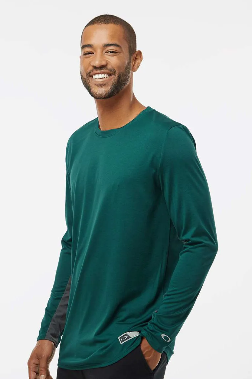 Oakley Mens Team Issue Hydrolix Long Sleeve Crewneck T-Shirt - Team Fir Green
