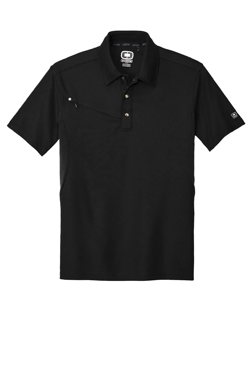 Ogio Mens Accelerator Moisture Wicking Short Sleeve Polo Shirt w/ Pocket - Blacktop