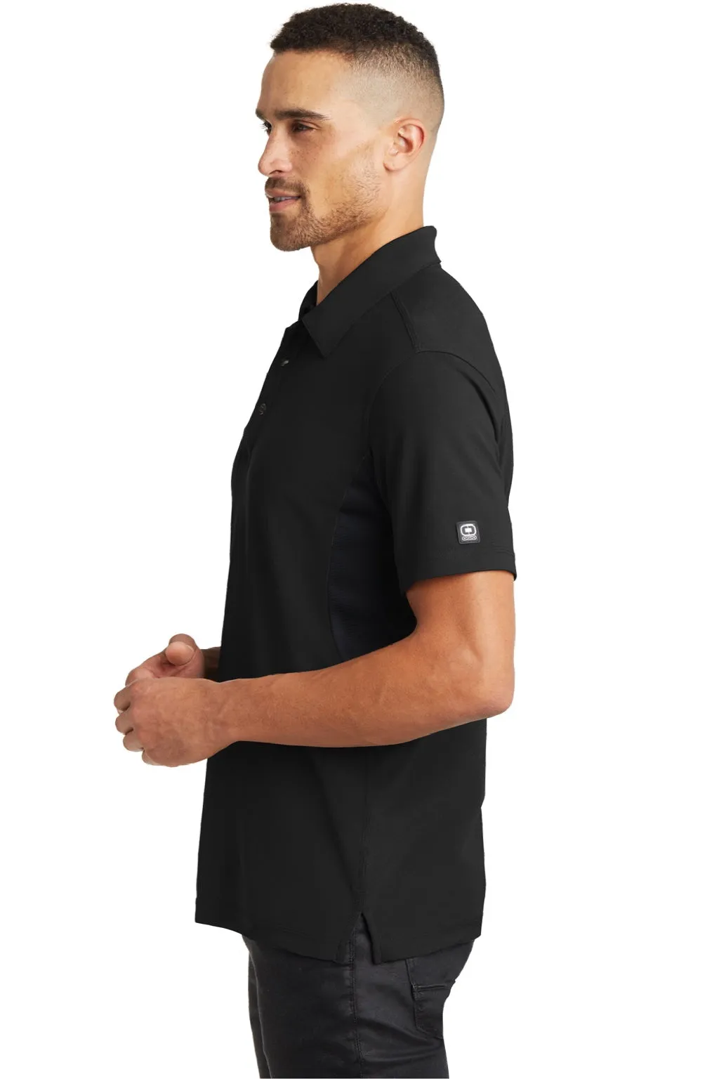 Ogio Mens Accelerator Moisture Wicking Short Sleeve Polo Shirt w/ Pocket - Blacktop