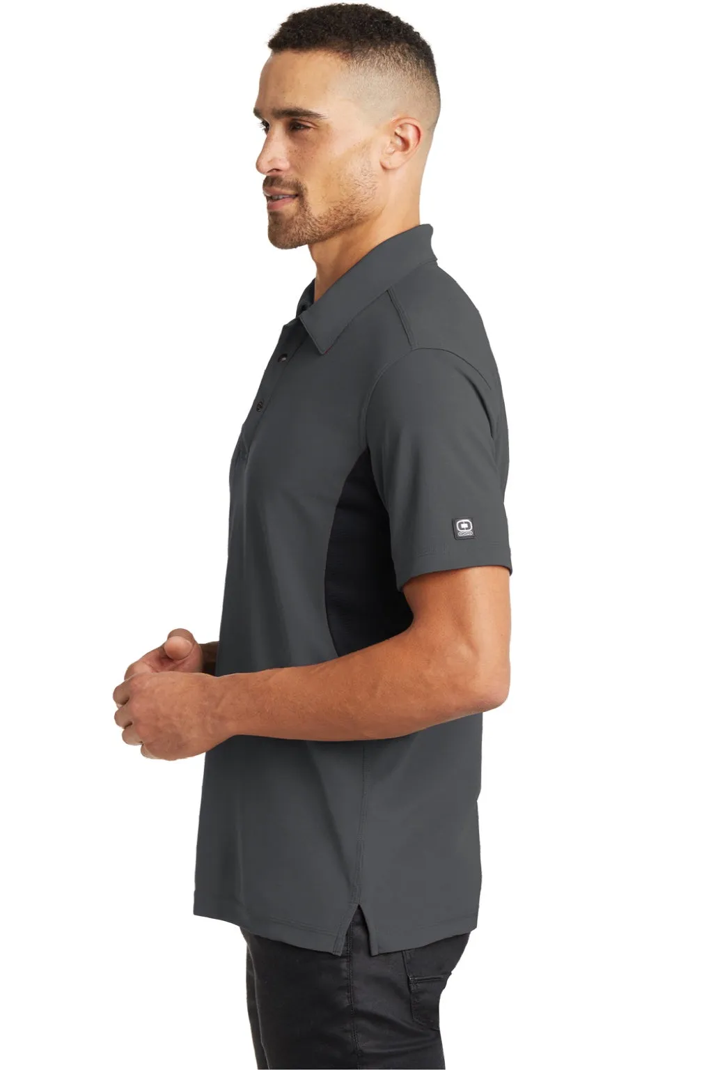 Ogio Mens Accelerator Moisture Wicking Short Sleeve Polo Shirt w/ Pocket - Diesel Grey