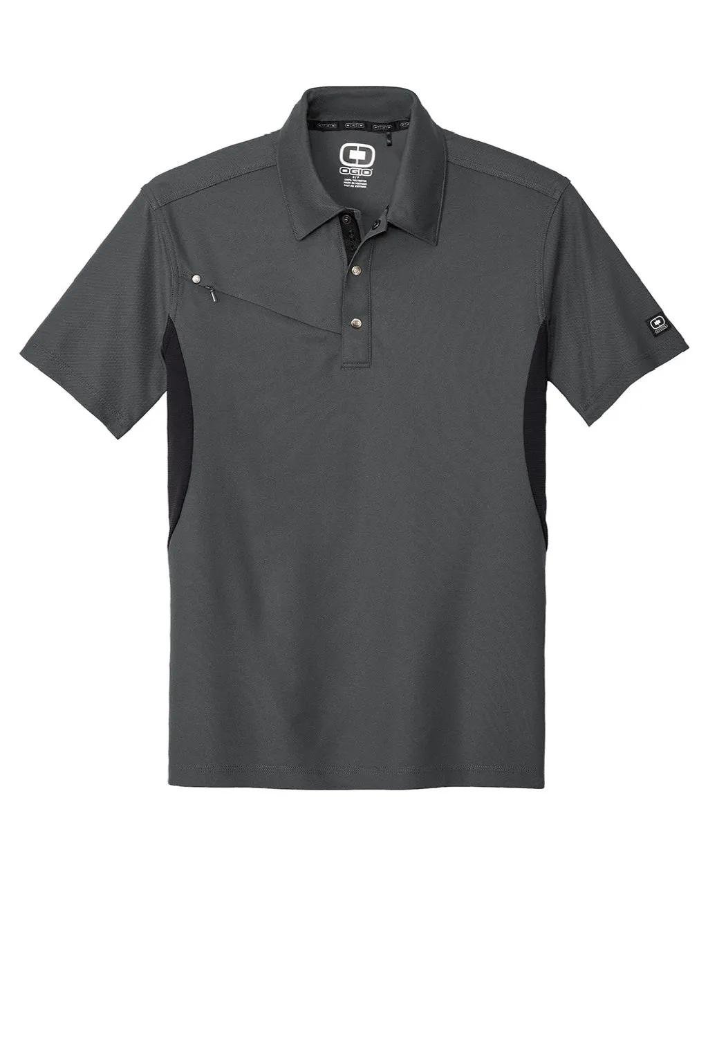 Ogio Mens Accelerator Moisture Wicking Short Sleeve Polo Shirt w/ Pocket - Diesel Grey