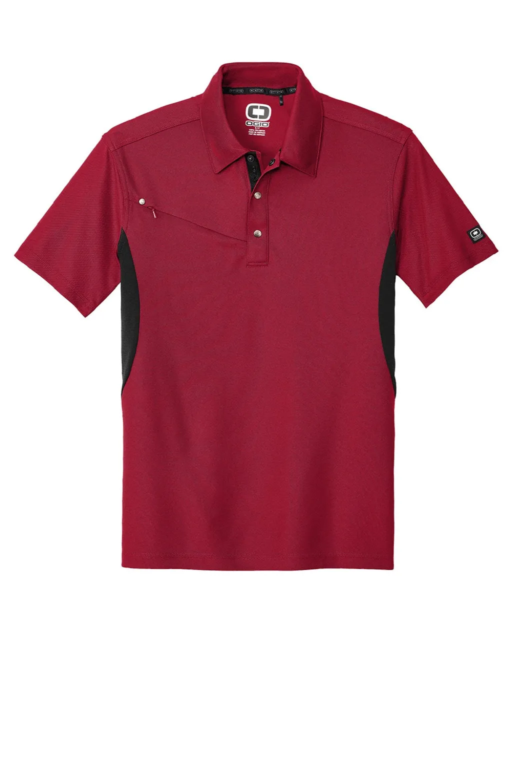 Ogio Mens Accelerator Moisture Wicking Short Sleeve Polo Shirt w/ Pocket - Signal Red