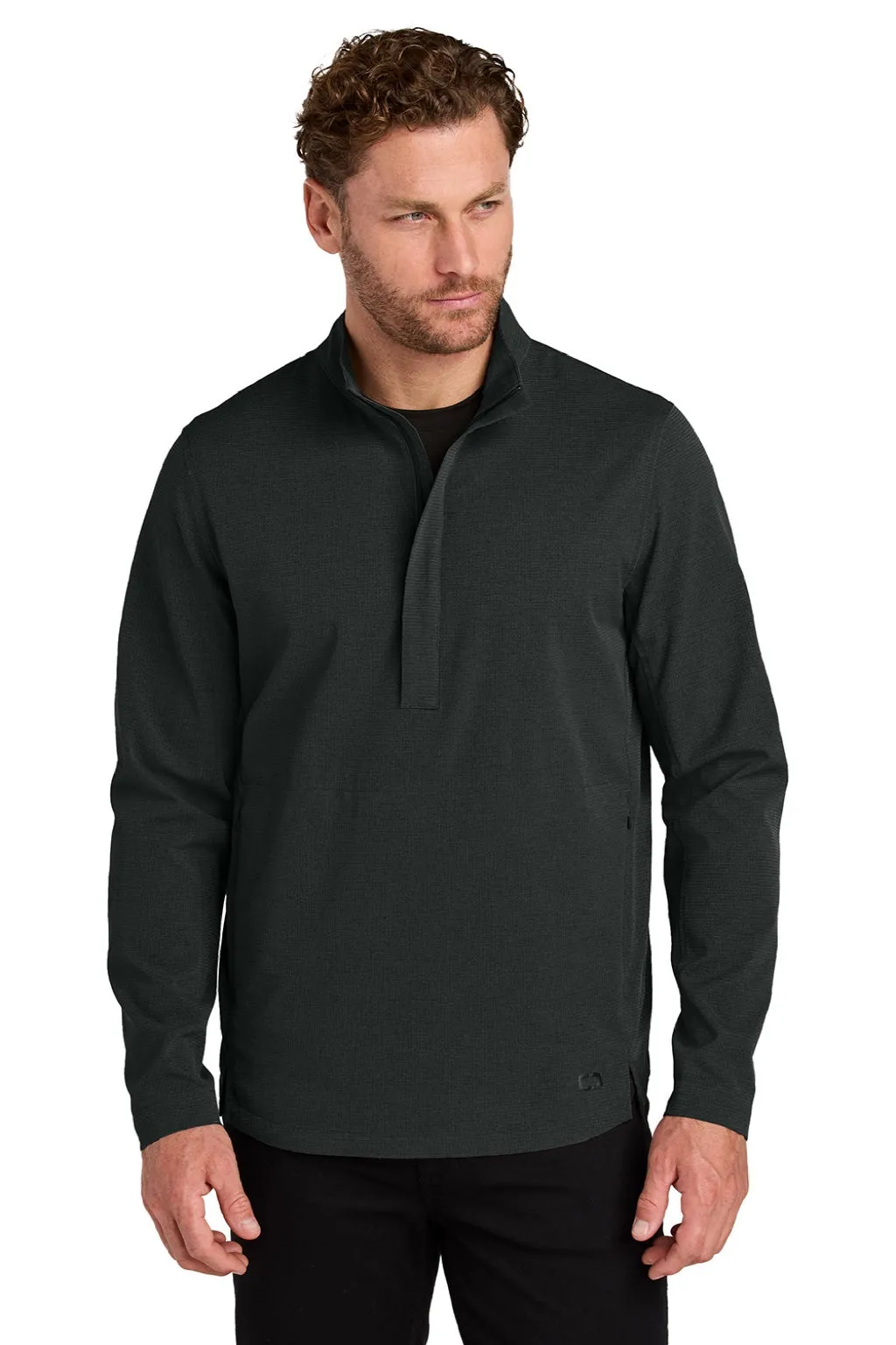 Ogio Mens Aspect Moisture Wicking 1/4 Zip Sweatshirt w/ Pouch Pocket - Blacktop